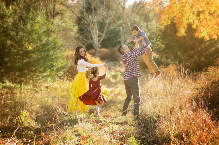 candid family photo at sunset