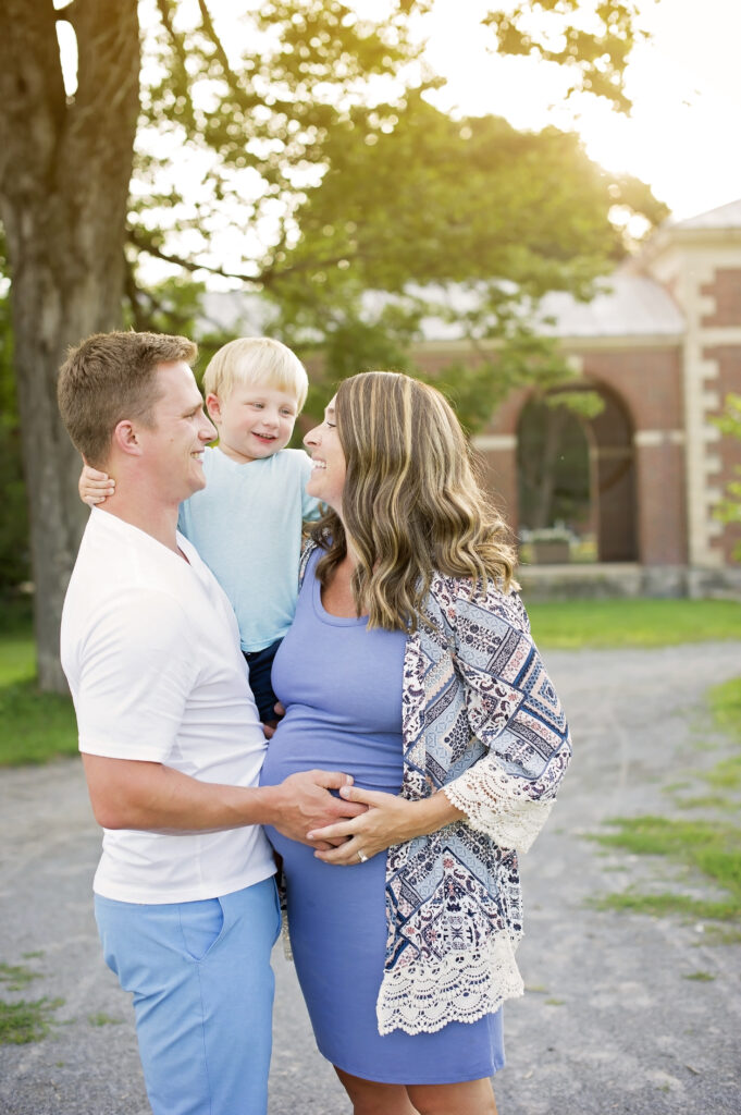 maternity photo session with father and son